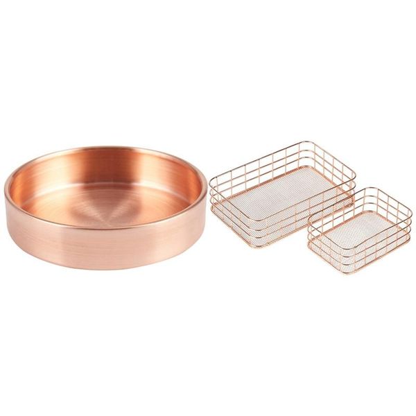 storage baskets nordic copper round tray desk metal organizer 10cm x 10cm(rose gold) with 2 pack
storage baskets nordic copper round tray desk metal organizer 10cm x 10cm(rose gold) with 2 pack