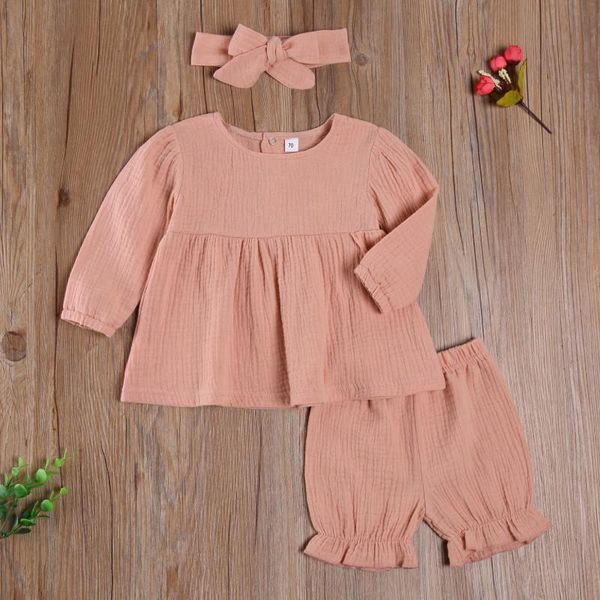 3pcs baby girl fall outfits, long sleeve solid color casual loose ruffle + bloomers headband set clothing sets, White
3pcs baby girl fall outfits, long sleeve solid color casual loose ruffle + bloomers headband set clothing sets, White