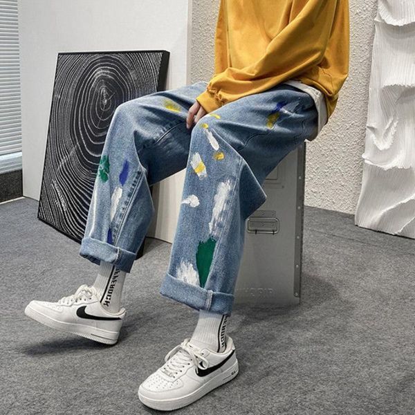 men's pants paint splash jeans autumn fashion brand graffiti straight wide leg loose man casual trousers hip hop korean clothes, Black
men's pants paint splash jeans autumn fashion brand graffiti straight wide leg loose man casual trousers hip hop korean clothes, Black