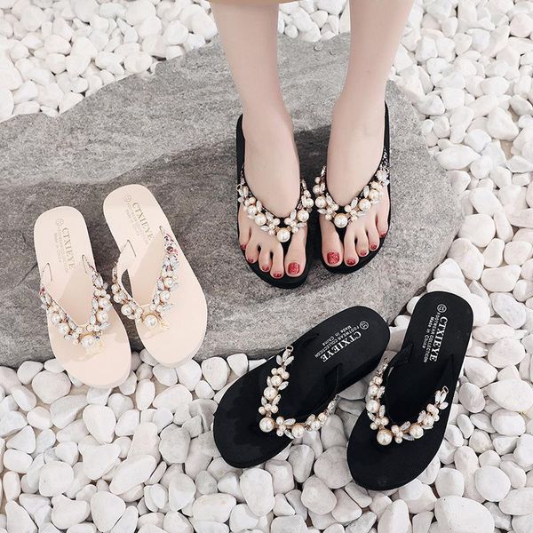 slippers summer girls comfortable soft platform high heel flip flops sandals korean beach fashion outdoor home slipper shoes, Black
slippers summer girls comfortable soft platform high heel flip flops sandals korean beach fashion outdoor home slipper shoes, Black