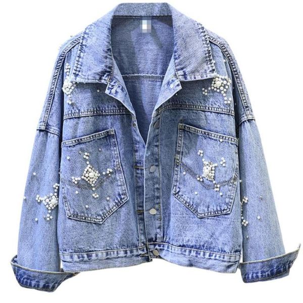 women's jackets short denim jacket women 2021 spring and autumn heavy work beaded long-sleeved loose jeans coat, Black;brown
women's jackets short denim jacket women 2021 spring and autumn heavy work beaded long-sleeved loose jeans coat, Black;brown