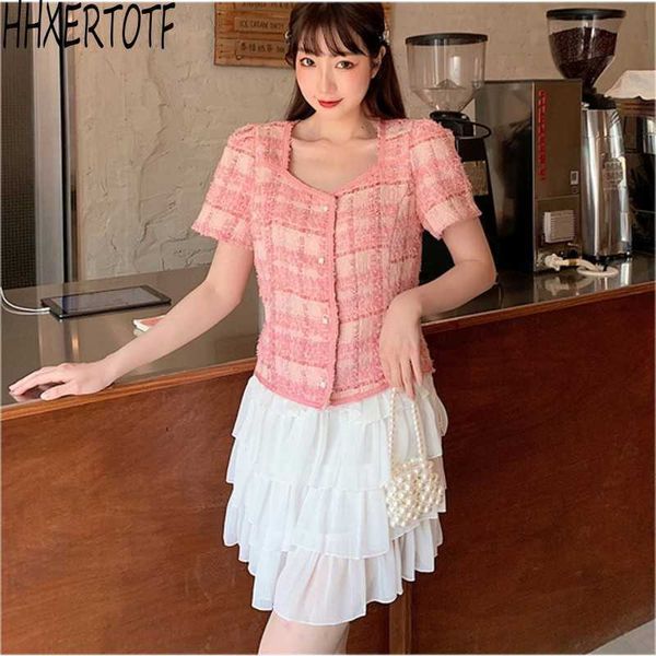 summer korean casual women sweet 2 piece sets puff sleeve tweed short + chiffon cake skirts 210531, White
summer korean casual women sweet 2 piece sets puff sleeve tweed short + chiffon cake skirts 210531, White