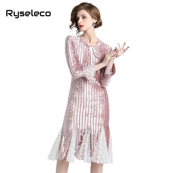 casual dresses women chic elegant slim flare sleeve velvet ol dot mesh patches ruffles trumpet mermaid fish tail party wear, Black;gray
casual dresses women chic elegant slim flare sleeve velvet ol dot mesh patches ruffles trumpet mermaid fish tail party wear, Black;gray
