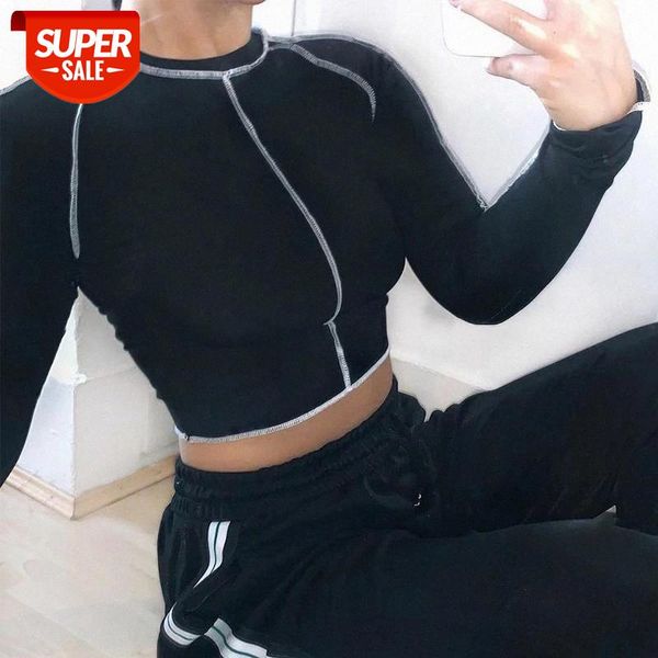 women's patchwork short t-shirt round neck long sleeve slim wild trendy crop spring autumn casual daily wear clothes #2m49, White
women's patchwork short t-shirt round neck long sleeve slim wild trendy crop spring autumn casual daily wear clothes #2m49, White