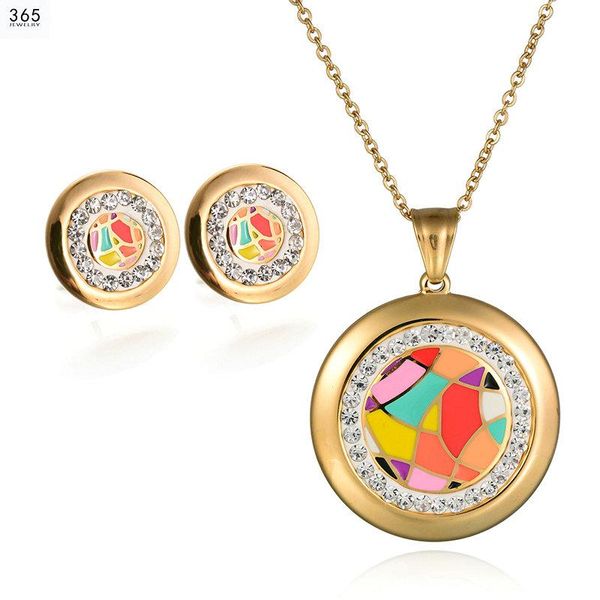 earrings & necklace retro multicolor stainless steel jewelry set for women gold color round party and earring girls, Silver
earrings & necklace retro multicolor stainless steel jewelry set for women gold color round party and earring girls, Silver