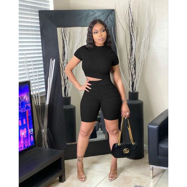 women's tracksuits summer clothes two piece set solid o-neck short sleeve folds t-shirt+shorts sets tracksuit women streetwear wholesal, Gray
women's tracksuits summer clothes two piece set solid o-neck short sleeve folds t-shirt+shorts sets tracksuit women streetwear wholesal, Gray