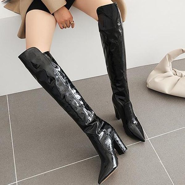 boots faux leather women's over-the-knee autumn and winter fashion pointed high-heeled plus velvet elegant long knight, Black
boots faux leather women's over-the-knee autumn and winter fashion pointed high-heeled plus velvet elegant long knight, Black