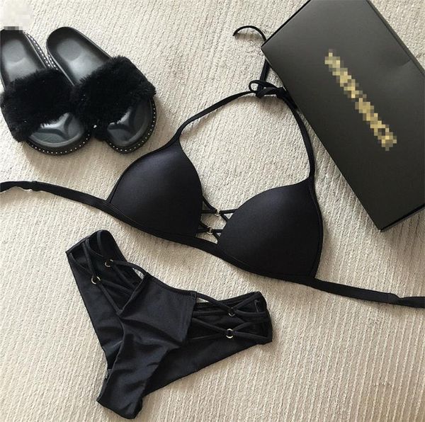 women's swimwear string bikini set 2021 halter swimsuit backless bathing suit solid black brazilian biquini push up women, White;black
women's swimwear string bikini set 2021 halter swimsuit backless bathing suit solid black brazilian biquini push up women, White;black