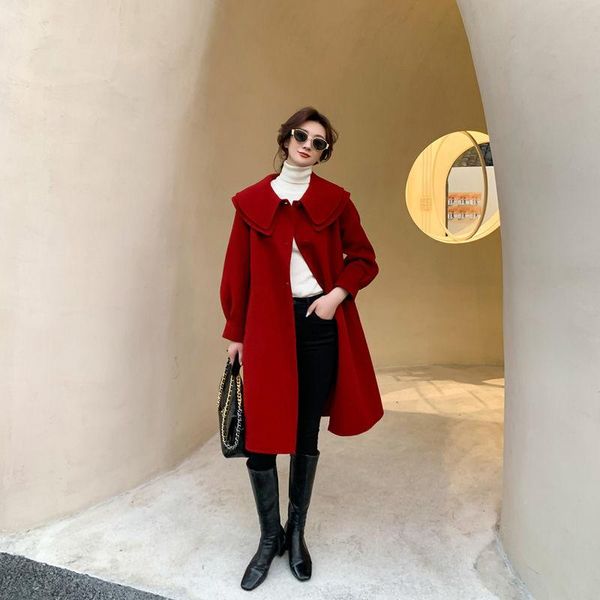 women's wool & blends women 2021 autumn winter vintage cashmere long coat jackets overcoat female warm casual outwear loose woolen coat, Black
women's wool & blends women 2021 autumn winter vintage cashmere long coat jackets overcoat female warm casual outwear loose woolen coat, Black
