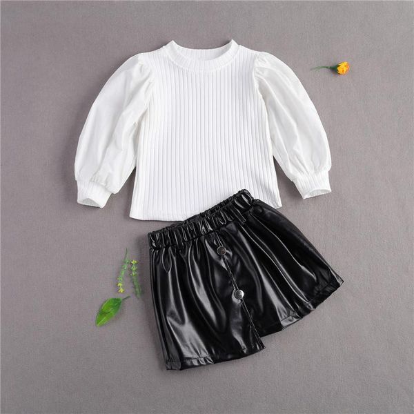 clothing sets spring autumn kids baby girls clothes puff sleeve knitted pullover leather skirt 2pcs 1-6y, White
clothing sets spring autumn kids baby girls clothes puff sleeve knitted pullover leather skirt 2pcs 1-6y, White