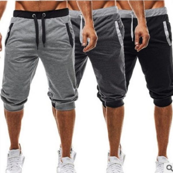 men's shorts casual five-point pants fitness jogging summer knee length patchwork joggers sweatpants trousers roupa masculina, White;black 
men's shorts casual five-point pants fitness jogging summer knee length patchwork joggers sweatpants trousers roupa masculina, White;black