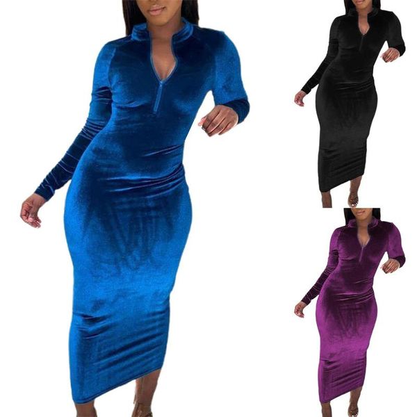 casual dresses women stylish solid color long sleeve v neck slim zipper party evening elegant dress, Black;gray
casual dresses women stylish solid color long sleeve v neck slim zipper party evening elegant dress, Black;gray