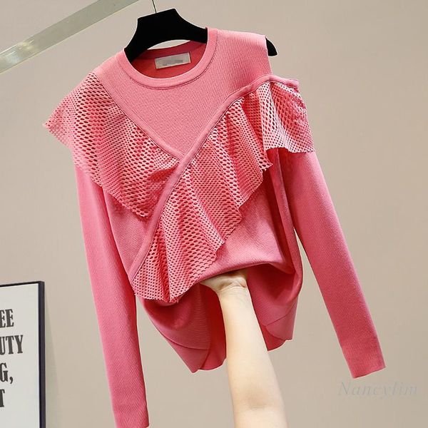 women's sweaters sweater irregular ruffle stitching simple off-shoulder round neck 2021 autumn fashion lady casual pull, White;black
women's sweaters sweater irregular ruffle stitching simple off-shoulder round neck 2021 autumn fashion lady casual pull, White;black