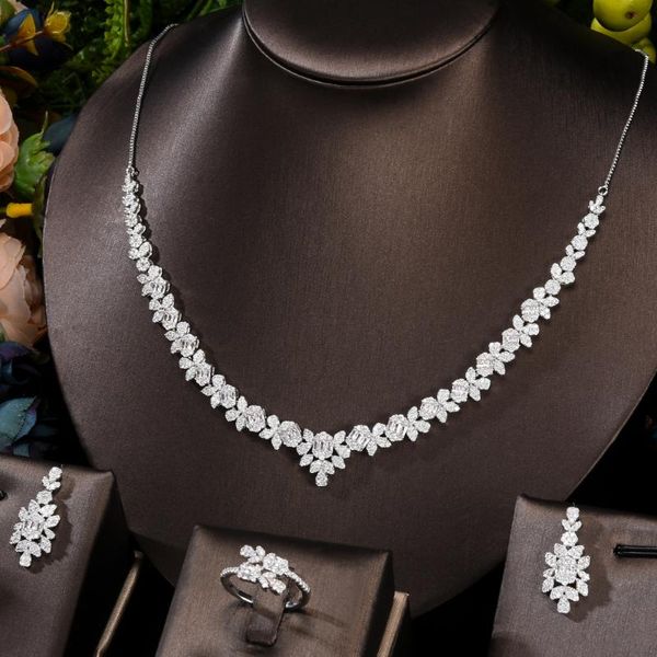 earrings & necklace 3pcs clear cz luxury african jewelry set for women wedding party zircon crystal dubai bridal gift, Silver
earrings & necklace 3pcs clear cz luxury african jewelry set for women wedding party zircon crystal dubai bridal gift, Silver