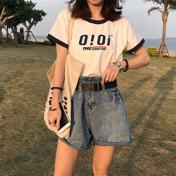 women's t-shirt 2021 summer korean letters short-sleeved female students loose ladies clothes woman tshirts, White
women's t-shirt 2021 summer korean letters short-sleeved female students loose ladies clothes woman tshirts, White