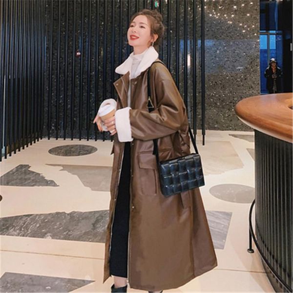 women's leather & faux coat for women winter plus velvet thicken long style jacket the korean loose ins cotton-padded clothes h144, Black
women's leather & faux coat for women winter plus velvet thicken long style jacket the korean loose ins cotton-padded clothes h144, Black