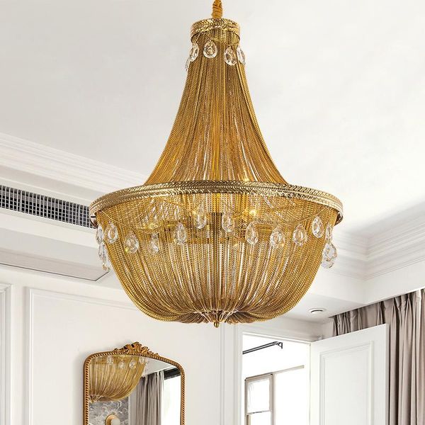 modern chandeliers gold chain lamps for living room bedroom loft led home decor lighting fixtures luxury crystal indoor lights
modern chandeliers gold chain lamps for living room bedroom loft led home decor lighting fixtures luxury crystal indoor lights