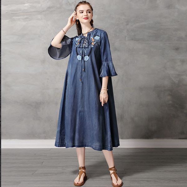 johnature spring solid color o-neck pockets flare sleeve denim dress retro embroidery half sleeve women plus size dress 210521, Black;gray
johnature spring solid color o-neck pockets flare sleeve denim dress retro embroidery half sleeve women plus size dress 210521, Black;gray