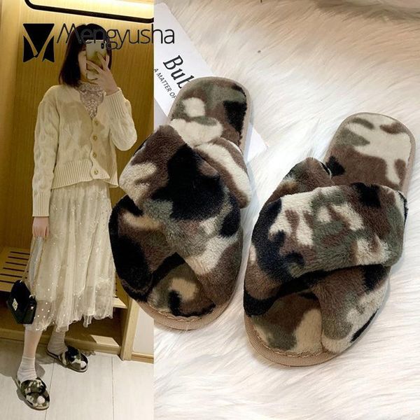 women camouflage pantuflas cross band mixed colors fluffy slippers cut-out fur slides cool open toe home shoes plus size41, Black
women camouflage pantuflas cross band mixed colors fluffy slippers cut-out fur slides cool open toe home shoes plus size41, Black