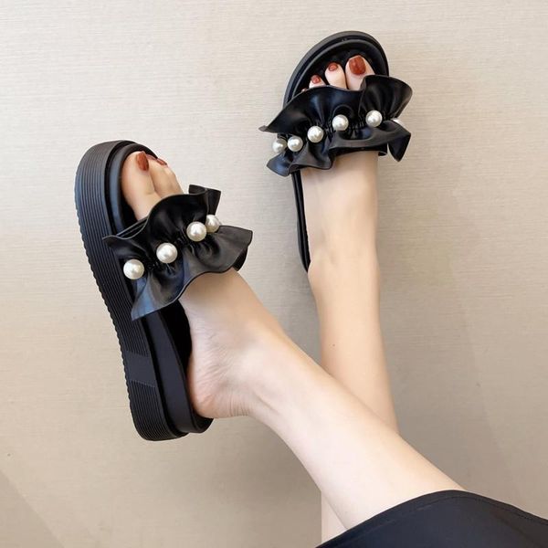 house slippers platform shoes woman 2021 heeled mules pantofle string bead luxury slides high summer flat designer rubber, Black
house slippers platform shoes woman 2021 heeled mules pantofle string bead luxury slides high summer flat designer rubber, Black