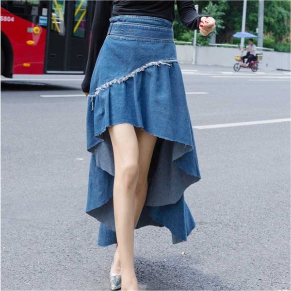 summer vintage ruffle skirt women fashion high waist jeans skirts low ladies denim mermaid 210531, Black
summer vintage ruffle skirt women fashion high waist jeans skirts low ladies denim mermaid 210531, Black