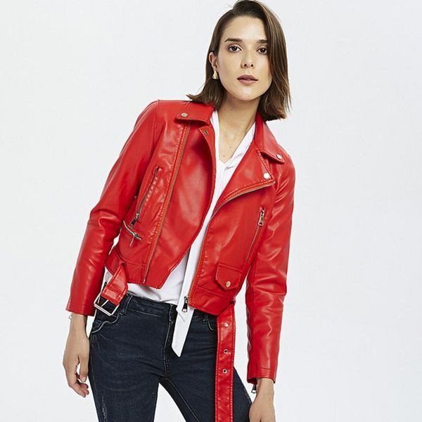 women's leather & faux ladies pu jacket fashion spring autumn black red coat women slim moto biker female jaquetas feminino
women's leather & faux ladies pu jacket fashion spring autumn black red coat women slim moto biker female jaquetas feminino