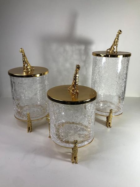 storage bottles & jars 3 piece kitchen organizer rice flour cracked glass design gold colour decorative cheetah details metal home accessori
storage bottles & jars 3 piece kitchen organizer rice flour cracked glass design gold colour decorative cheetah details metal home accessori