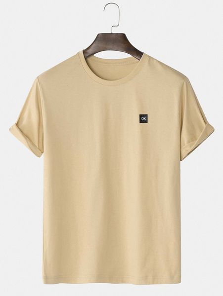 men letter embroidery tee 70jt#, White;black 
men letter embroidery tee 70jt#, White;black