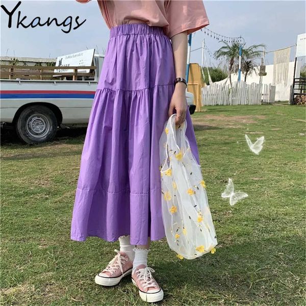 sweet purple summer solid long pleated skirt women elastic high waist a-line cake skirt harajuku students maxi streetwear 210619, Black
sweet purple summer solid long pleated skirt women elastic high waist a-line cake skirt harajuku students maxi streetwear 210619, Black