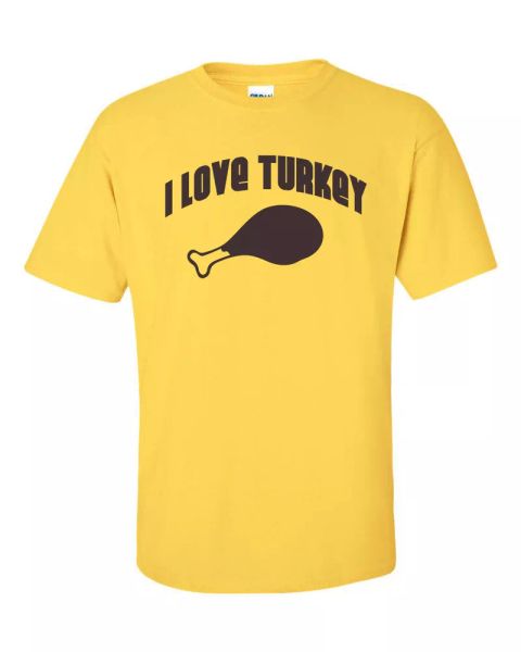 i love turkey thanksgiving day football family food fun men's tshirt 606, White;black
i love turkey thanksgiving day football family food fun men's tshirt 606, White;black