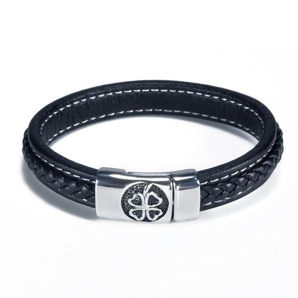 fashion men's punk wind bracelet black hand-woven four-leaf clover magnet buckle can be customized link, chain
fashion men's punk wind bracelet black hand-woven four-leaf clover magnet buckle can be customized link, chain