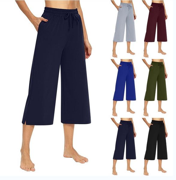 women's pants 2021 summer solid seven point wide leg loose casual 859#, Black;white
women's pants 2021 summer solid seven point wide leg loose casual 859#, Black;white