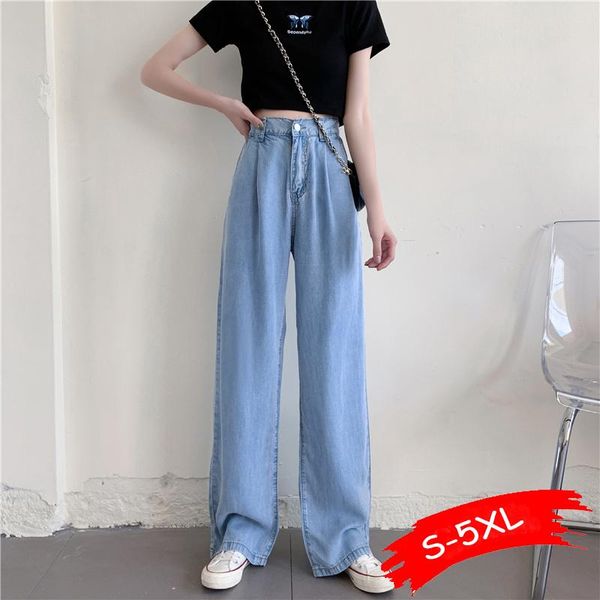women's jeans pants loose stretched 2021 tencel thin summer style ice silk full length drape high waist denim, Blue
women's jeans pants loose stretched 2021 tencel thin summer style ice silk full length drape high waist denim, Blue
