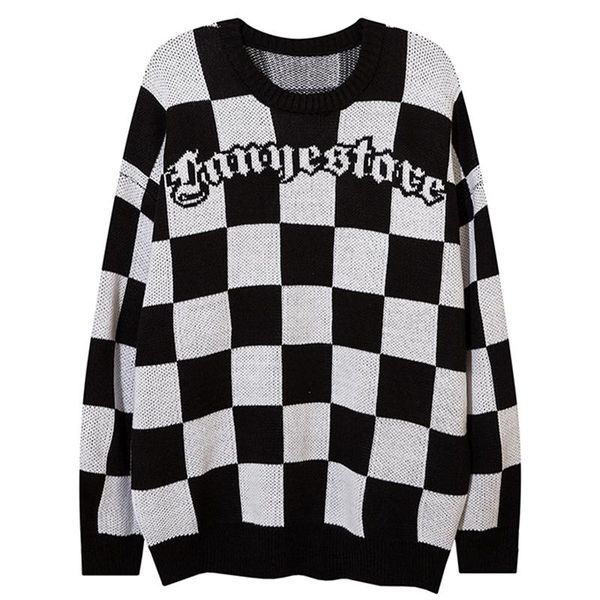 men's sweaters harajuku checkborad plaid sweater men hip hop streetwear 2021 autumn spandex oversize pullover for casual, White;black
men's sweaters harajuku checkborad plaid sweater men hip hop streetwear 2021 autumn spandex oversize pullover for casual, White;black