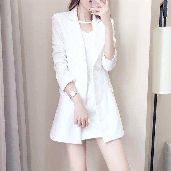 women's suits & blazers large size summer suit 2021 foreign style small coat cover belly show thin dress two piece set, White;black
women's suits & blazers large size summer suit 2021 foreign style small coat cover belly show thin dress two piece set, White;black
