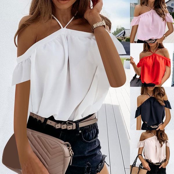 women's blouses & shirts off shoulder backless women fashion blouse halter solid color short sleeve chiffon summer causal top, White
women's blouses & shirts off shoulder backless women fashion blouse halter solid color short sleeve chiffon summer causal top, White