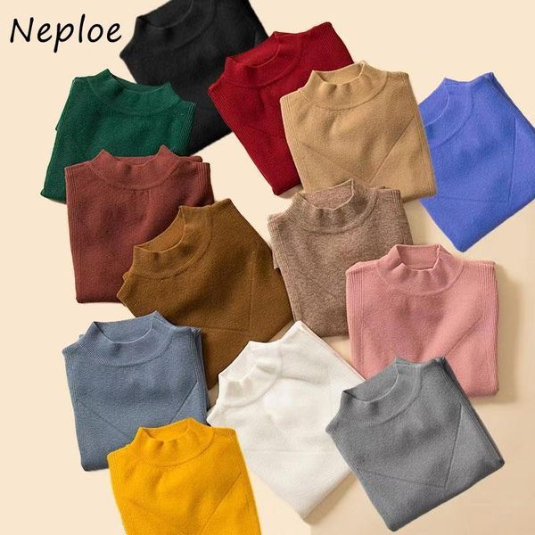 women's sweaters neploe all-match solid color short sleeve knitted sweater women 2021 autumn ladies pullover fashion chic half high nec, White;black
women's sweaters neploe all-match solid color short sleeve knitted sweater women 2021 autumn ladies pullover fashion chic half high nec, White;black