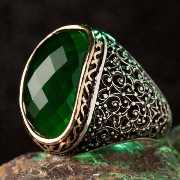 cluster rings silver men ring green zircon vintage ottoman motif fashion gift, Golden;silver
cluster rings silver men ring green zircon vintage ottoman motif fashion gift, Golden;silver