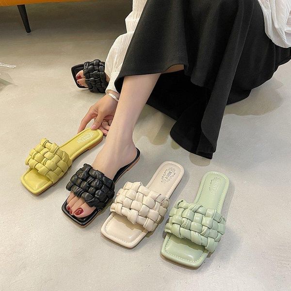 slippers 2021 women leather braided square toe open sandals comfortable breathable casual flat fashion summer slides, Black
slippers 2021 women leather braided square toe open sandals comfortable breathable casual flat fashion summer slides, Black