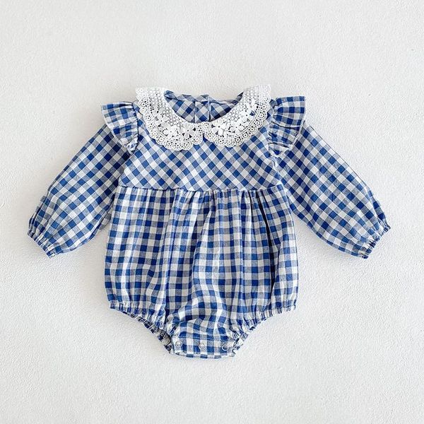 rompers baby girls clothes bodysuit plaid lace collar long sleeves jumpsuit infant toddler one-piece triangle clothing, Blue
rompers baby girls clothes bodysuit plaid lace collar long sleeves jumpsuit infant toddler one-piece triangle clothing, Blue