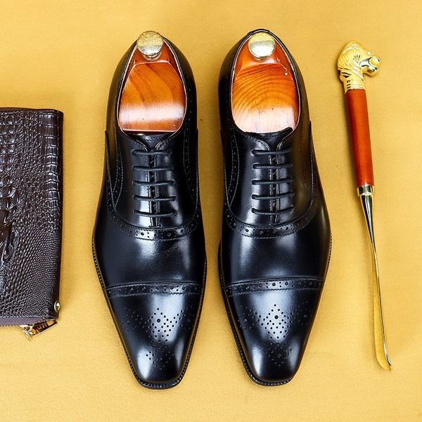 Lacing Formal Italian Design Shoes For Men Genuine Leather Wedding Business Oxford Brogue Shoes Black Pointed Toe Men Dress Shoe
Lacing Formal Italian Design Shoes For Men Genuine Leather Wedding Business Oxford Brogue Shoes Black Pointed Toe Men Dress Shoe