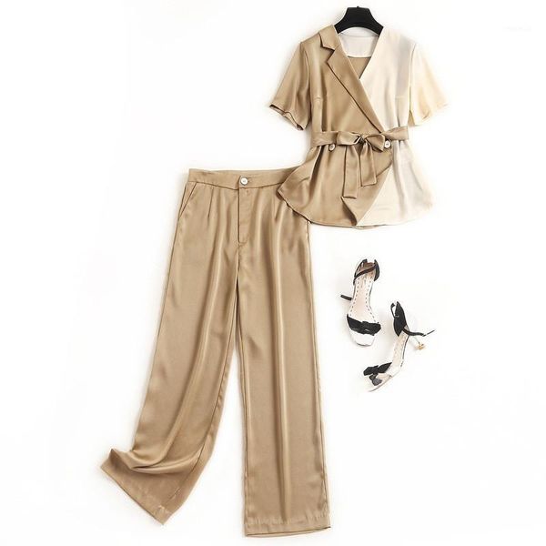 color bloack pants fashion 2 piece set women 2021 summer designer irregular short sleeve and suit matching outfit women's tracksuits, Gray
color bloack pants fashion 2 piece set women 2021 summer designer irregular short sleeve and suit matching outfit women's tracksuits, Gray