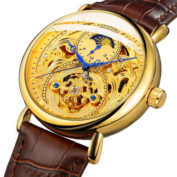 wristwatches 2021 forsining mechanical wristwatch moon phase golden automatic watch mens leather band watches, Slivery;brown
wristwatches 2021 forsining mechanical wristwatch moon phase golden automatic watch mens leather band watches, Slivery;brown