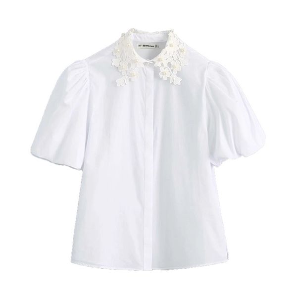 women sweet fashion faux pearl beading decoration blouses vintage lapel collar puff sleeve shirts girls casual chic 210531, White
women sweet fashion faux pearl beading decoration blouses vintage lapel collar puff sleeve shirts girls casual chic 210531, White