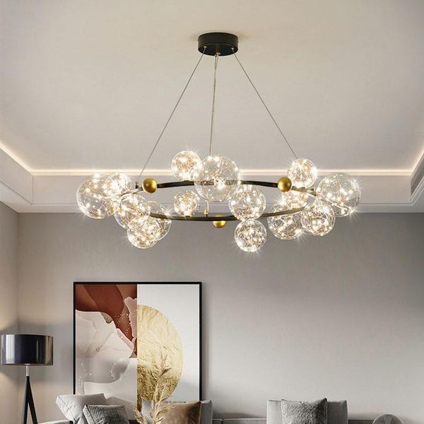 modern gypsophila clear glass led chandelier round metal living room pendant lighting black / gold adjustable lamp chandeliers
modern gypsophila clear glass led chandelier round metal living room pendant lighting black / gold adjustable lamp chandeliers
