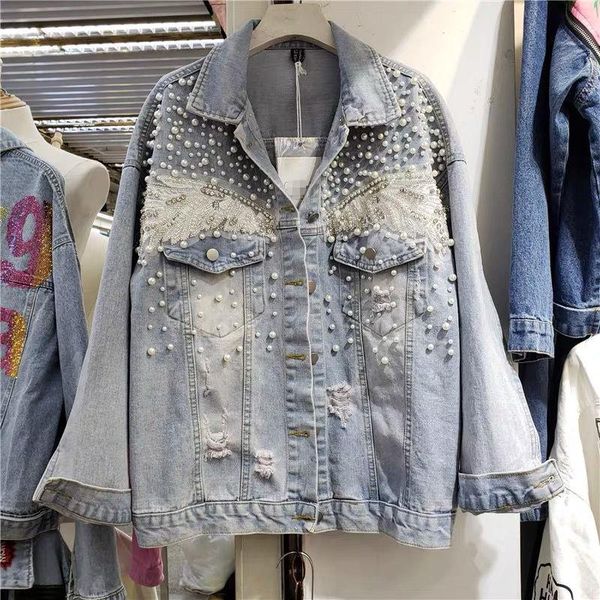 women's jackets 2021 spring autumn women denim clothes oversize jacket coat hole diamond pearl beading lace embroidery full sleeve jean, Black;brown
women's jackets 2021 spring autumn women denim clothes oversize jacket coat hole diamond pearl beading lace embroidery full sleeve jean, Black;brown
