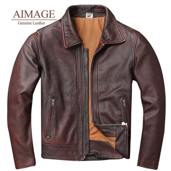 men's leather & faux men genuine jacket motorcycle red-brown retro distressed first layer pure classic casual style cowhide py067, Black
men's leather & faux men genuine jacket motorcycle red-brown retro distressed first layer pure classic casual style cowhide py067, Black