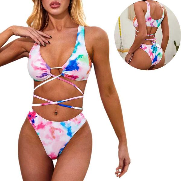 women's swimwear bikini 2021 woman high waist criss cross string 2 pieces bandeau swimsuit tie dye bathing suits lace up thong, White;black
women's swimwear bikini 2021 woman high waist criss cross string 2 pieces bandeau swimsuit tie dye bathing suits lace up thong, White;black