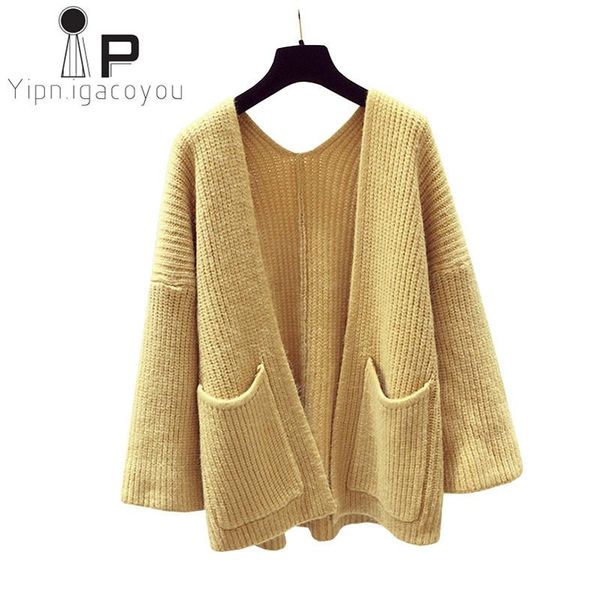 women's sweaters autumn yellow knitted sweater women cardigan korean chic plus size long sleeve knitwear 2021 fall knitting, White;black
women's sweaters autumn yellow knitted sweater women cardigan korean chic plus size long sleeve knitwear 2021 fall knitting, White;black