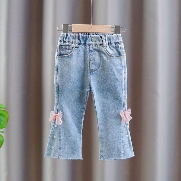 trousers sweet autumn girls kids princess jeans pants children baby beaded bow full length pant adk237, Blue 
trousers sweet autumn girls kids princess jeans pants children baby beaded bow full length pant adk237, Blue